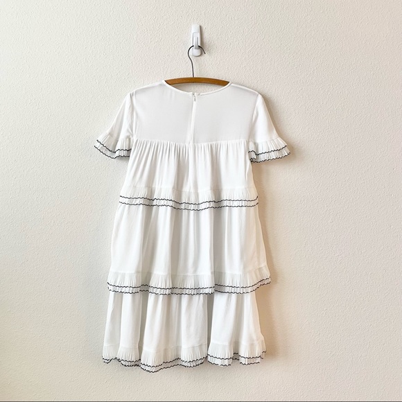 SOLD Anthropologie Elliat Tiered Ruffle Pleated Dress in White Size Petite Small - Picture 2 of 7